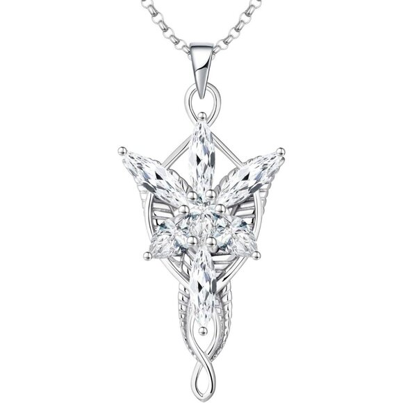 Arwen Evenstar Necklace Sterling Silver 5A Cubic Zirconia Pendant